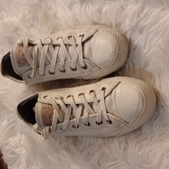 Converse Shoes - Converse Chuck Taylor's. White with Gold Tone Hardware. w 9 1\2 m 7 1\2